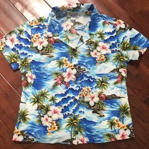 Pacific legends Hawaiian top blouse summer sz m